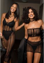 Net and Opaque Bodysuit and Skirt - Afbeelding 7