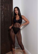 Net and Opaque Bodysuit and Skirt - Afbeelding 8