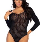 Mosaic Sheer Opaque Snap Crotch Bodysuit